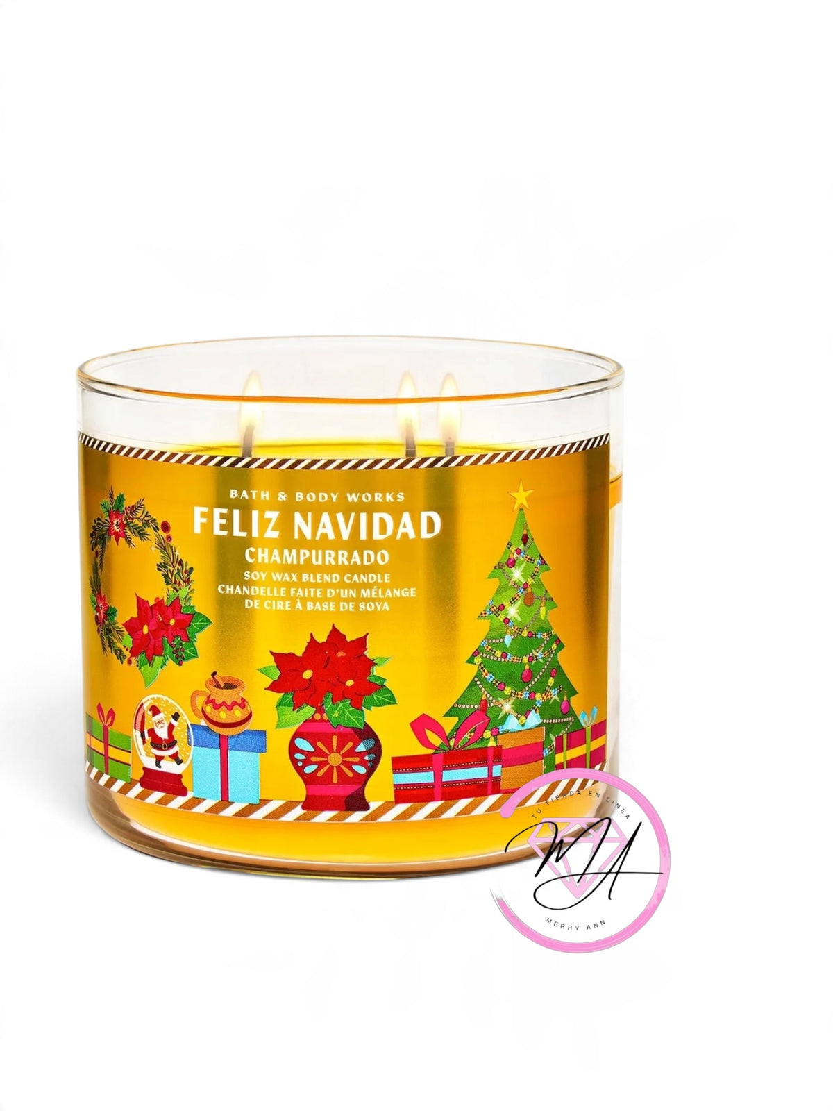 Vela 3 Mechas Feliz navidad