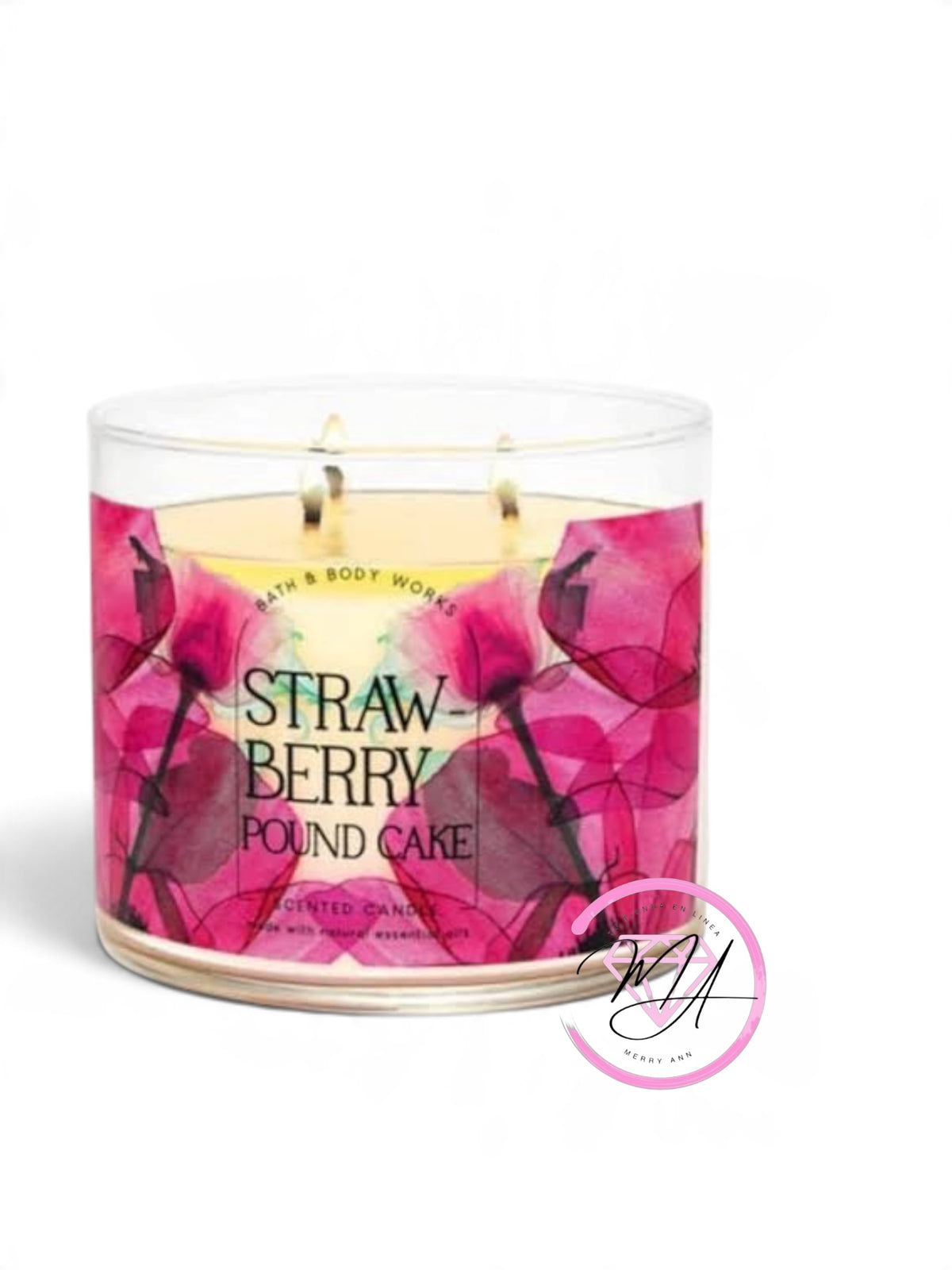 Vela 3 Mechas Strawberry Pound Cake