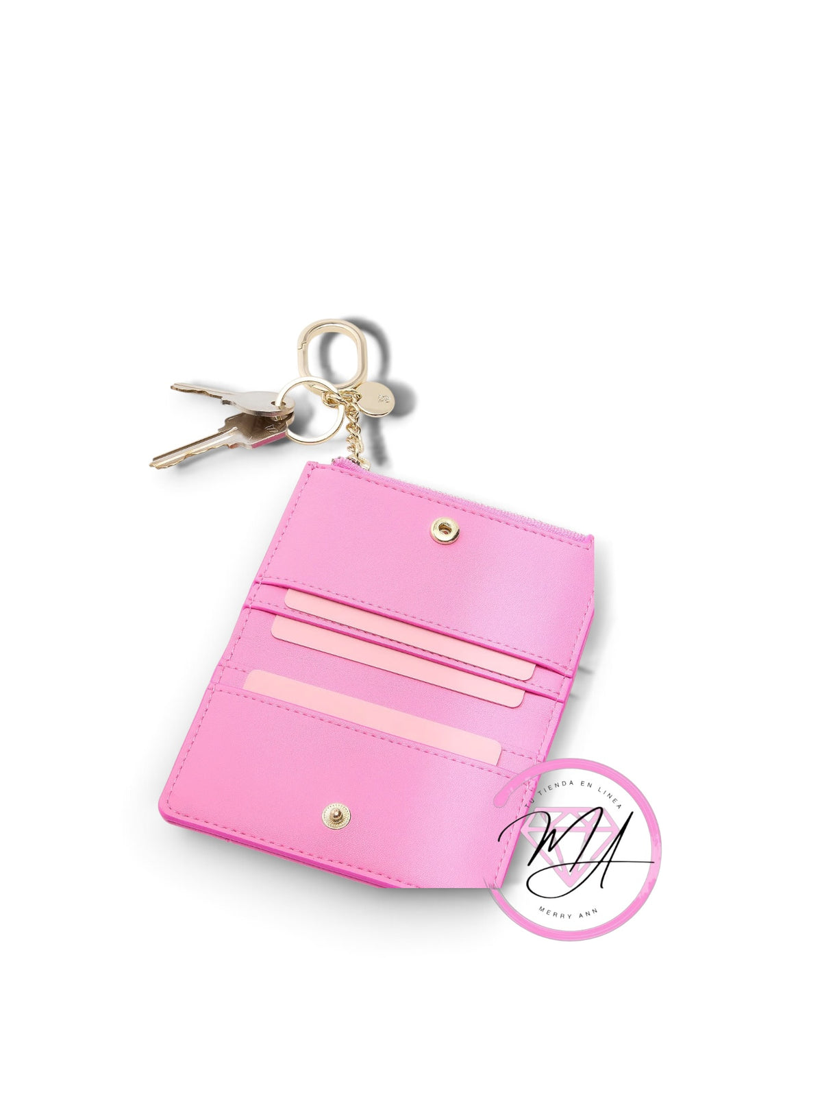 Llavero con tarjetero plegable Rosa